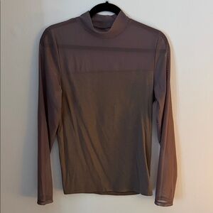 Sheer Long Sleeve Top - Brown
